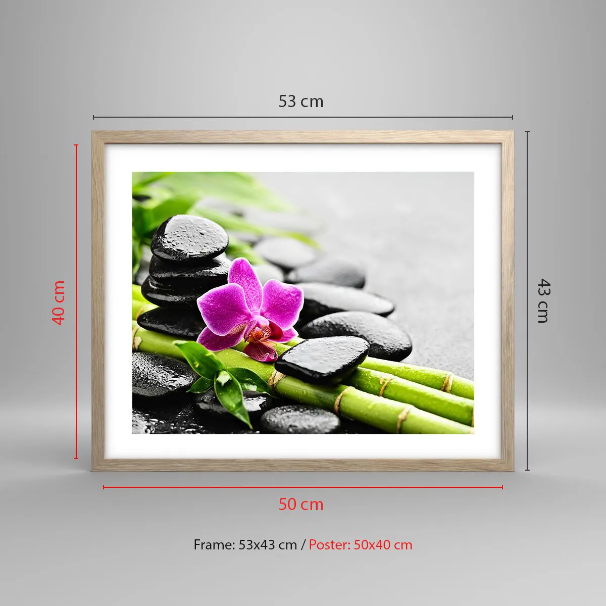 Poster în ramă de stejar deschis - Într-un echilibru pașnic - 50x40 cm