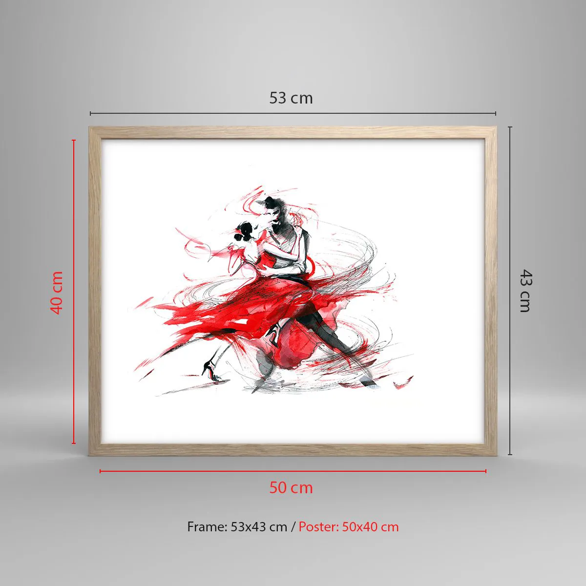 Poster în ramă de stejar deschis - Tango - ritmul pasiunii - 50x40 cm