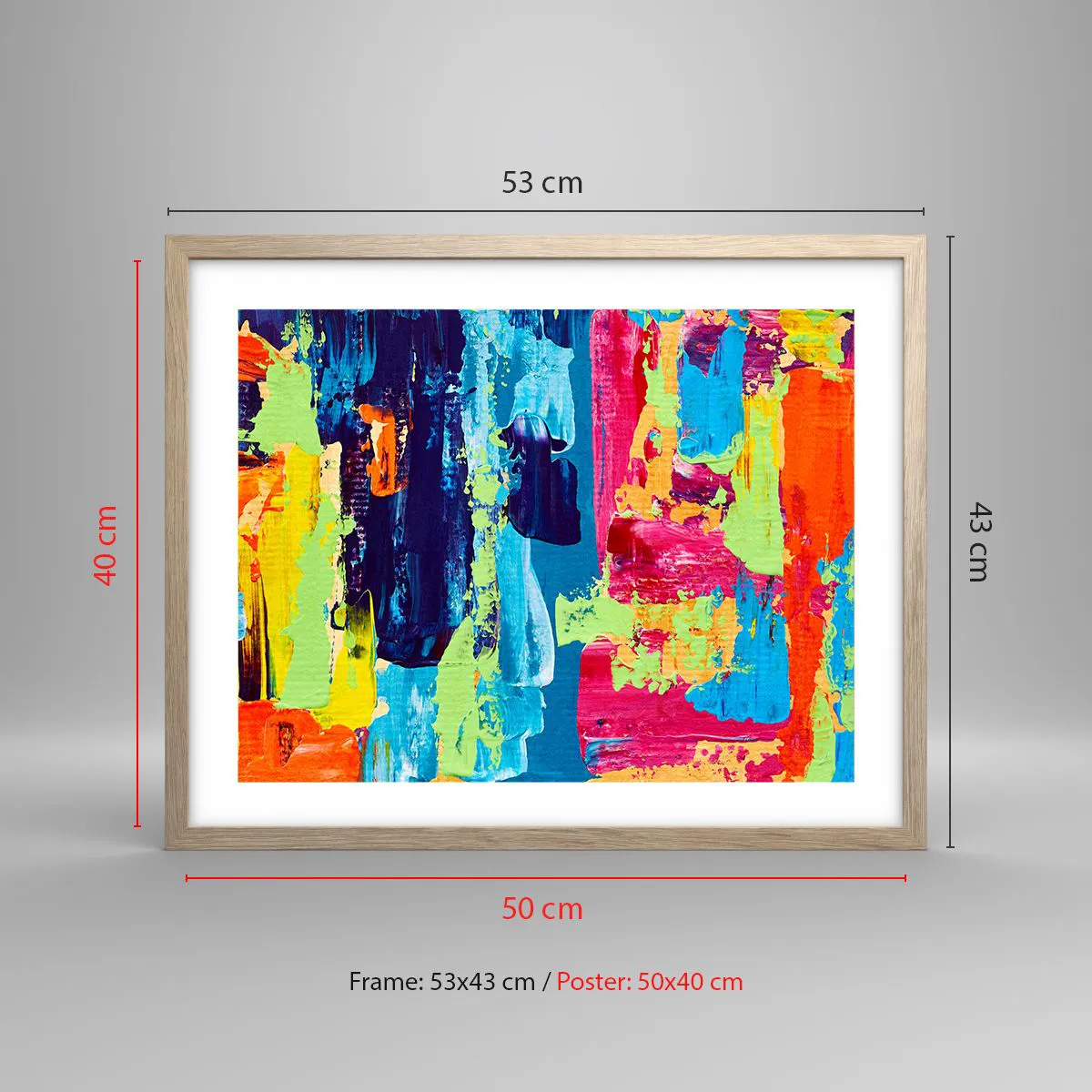 Poster in light oak frame - Life Is Beautiful! - 50x40 cm