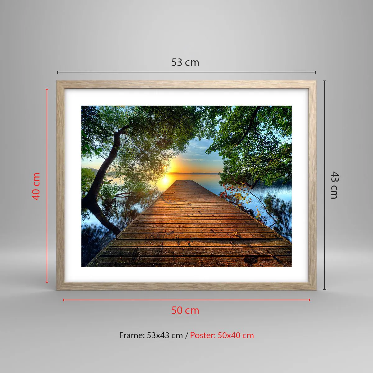 Poster in light oak frame - Don't Hurry, Sit Down - 50x40 cm
