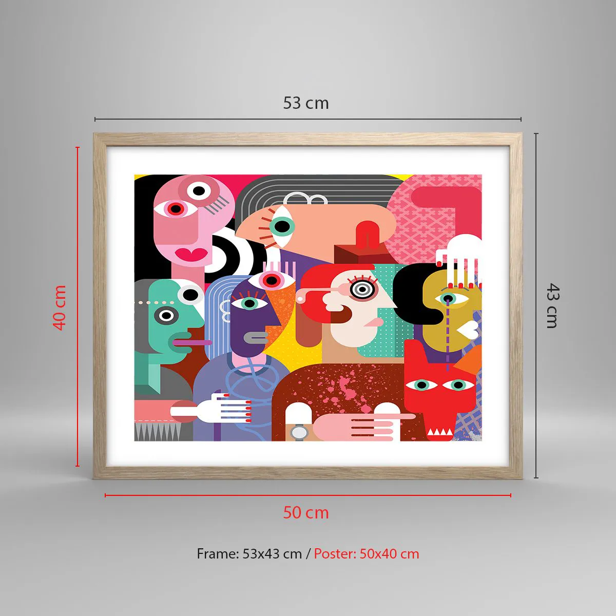Pôster com moldura de carvalho claro - Viemos da parte do Sr. Picasso - 50x40 cm