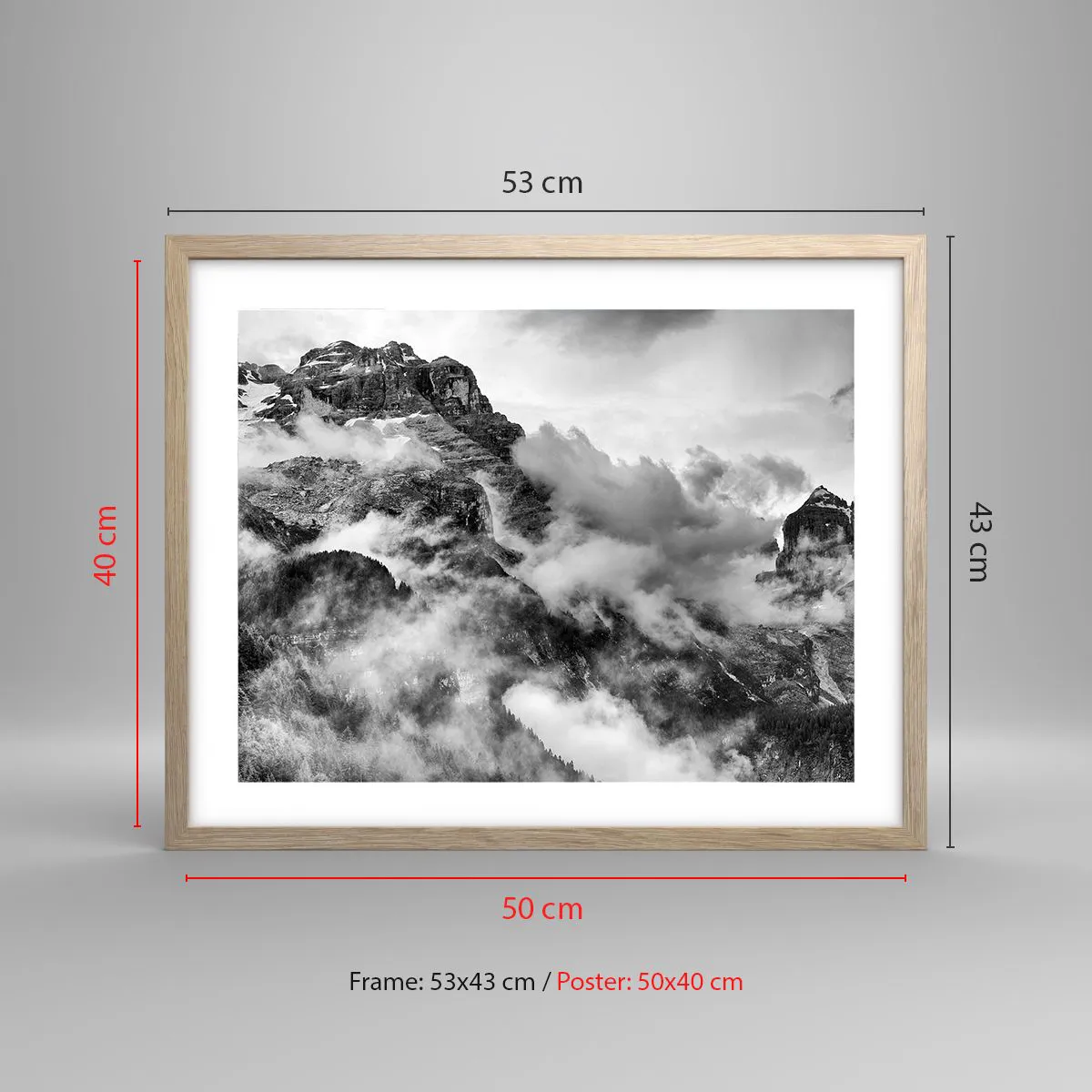 Poster in einem Rahmen aus heller Eiche - Schön und grausam - 50x40 cm