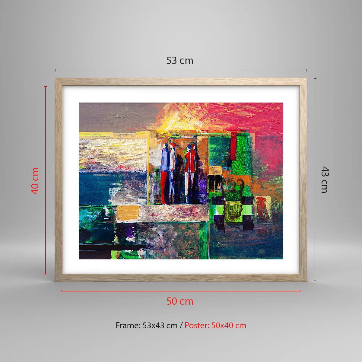 Pôster com moldura de carvalho claro - Relacionamentos e emoções - 50x40 cm