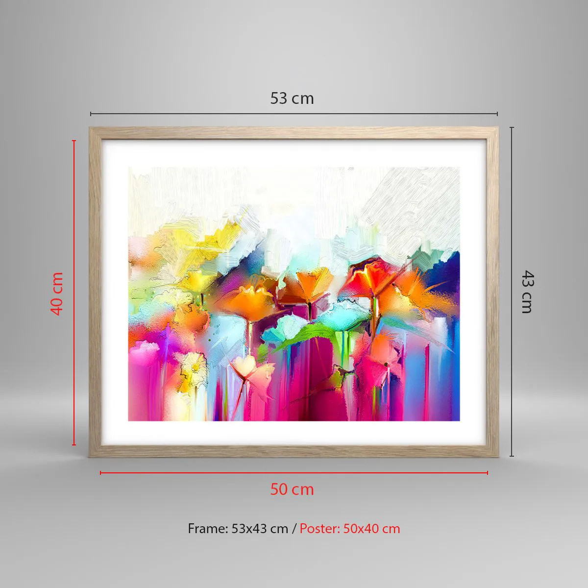 Poster in light oak frame - Rainbow Has Bloomed - 50x40 cm