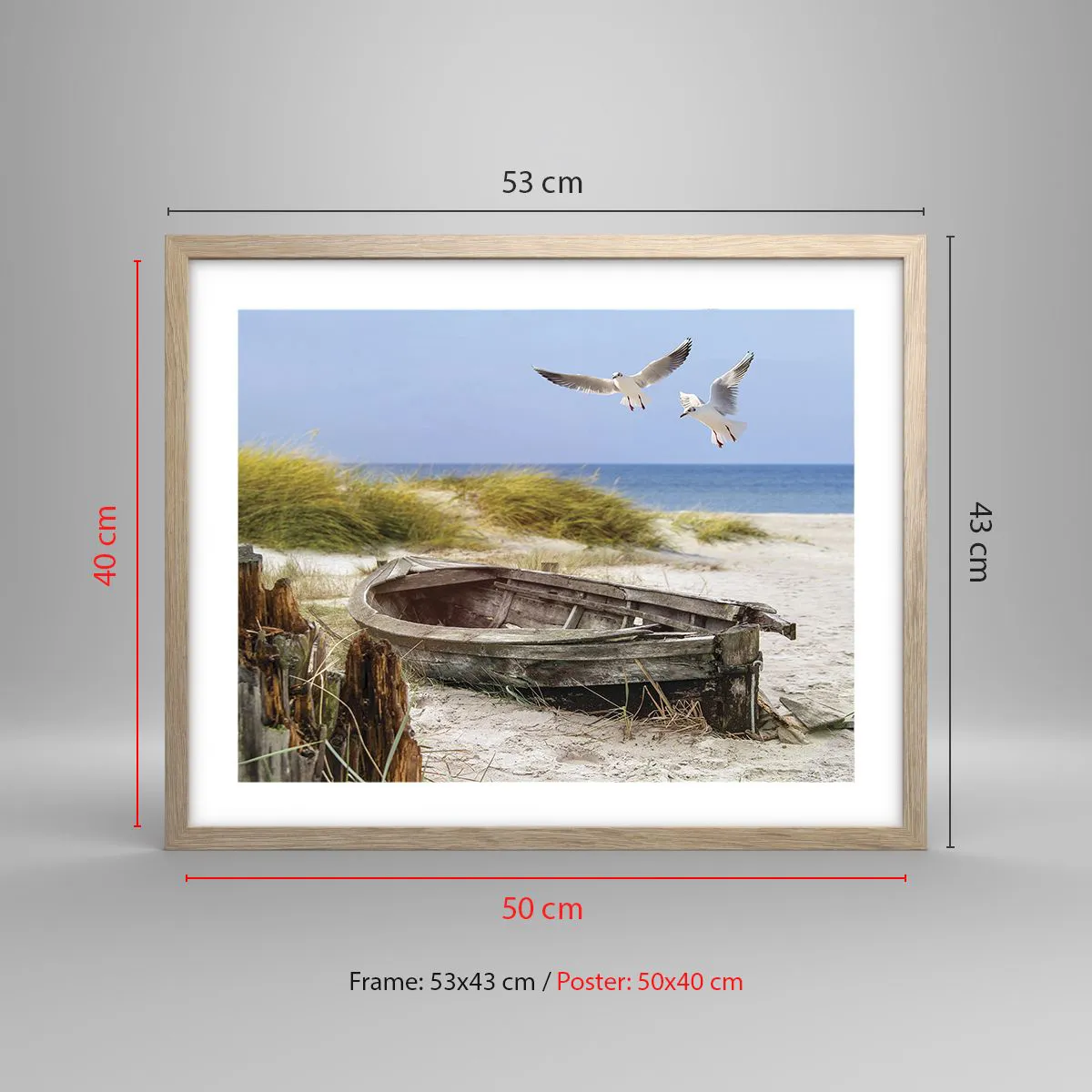 Plagát v ráme zo svetlého duba - Vetrom ožiarené - 50x40 cm