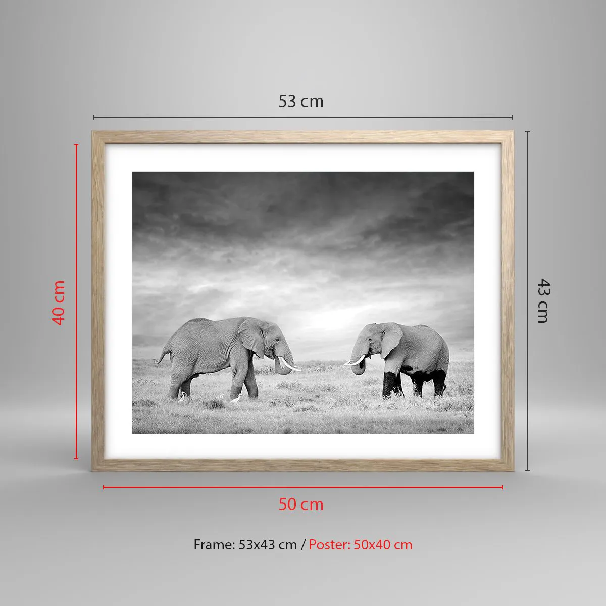 Plakát v rámu světlý dub - Šedá je krásná - 50x40 cm