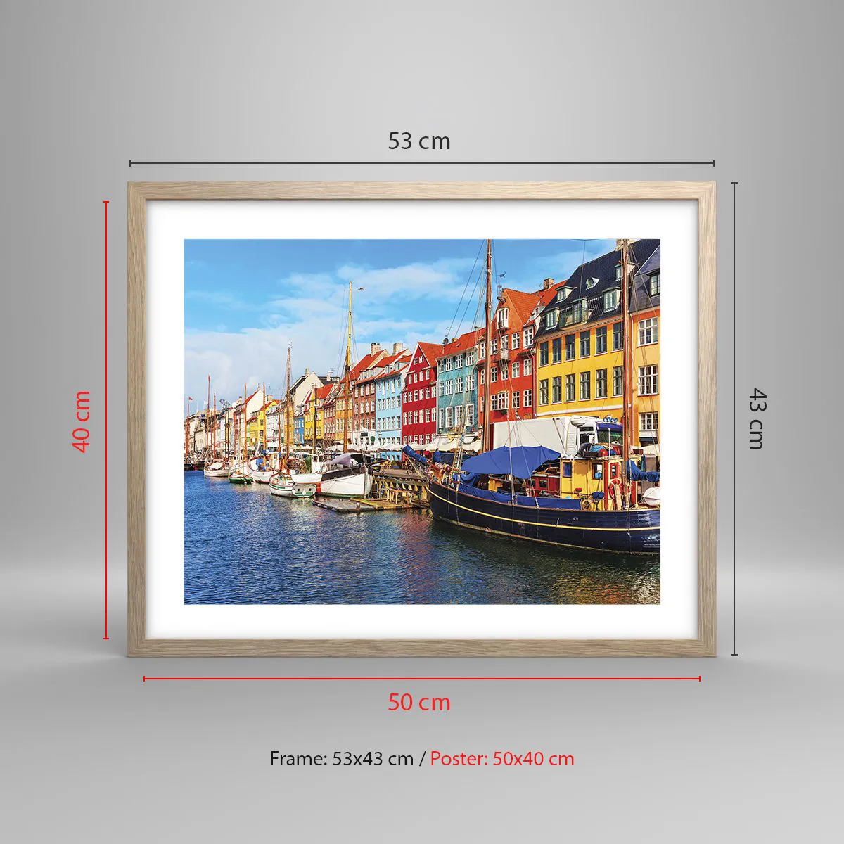 Plakat w ramie jasny dąb - Radosne nabrzeże - 50x40 cm