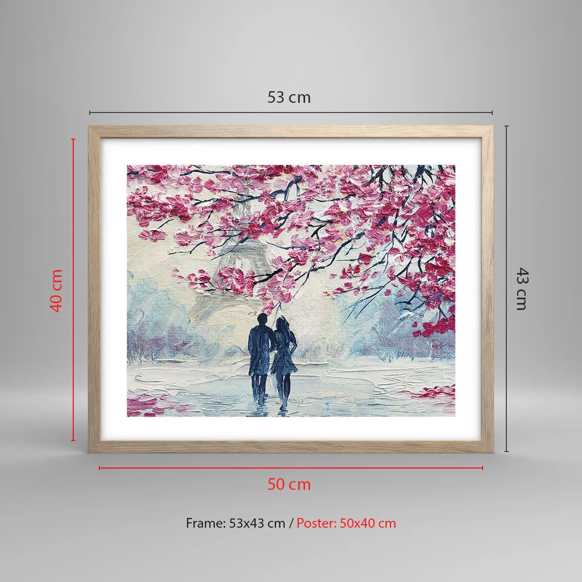 Poster in einem Rahmen aus heller Eiche - Romantischer Spaziergang - 50x40 cm