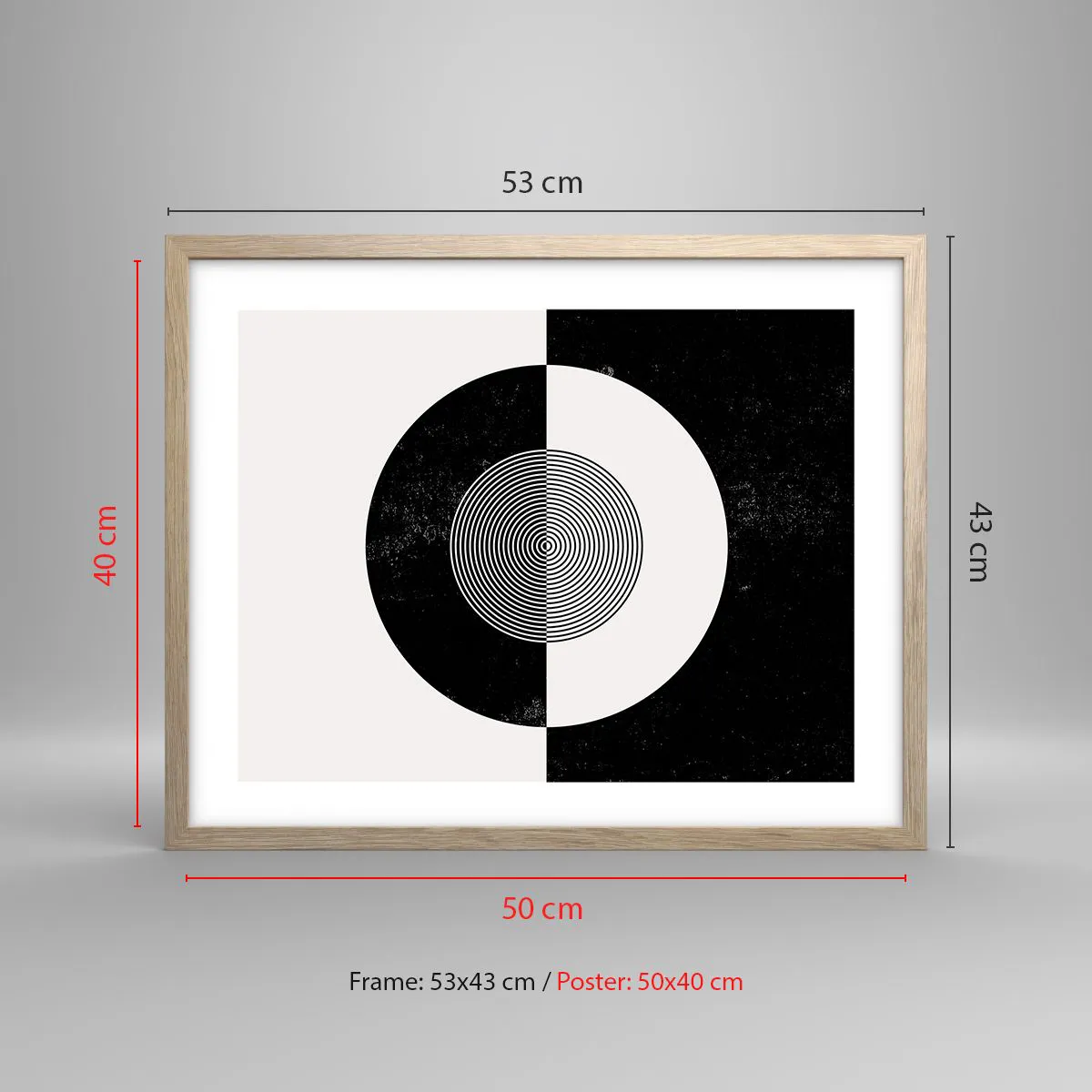 Affisch i ram av ljusek - Harmoni i svart och vitt - 50x40 cm