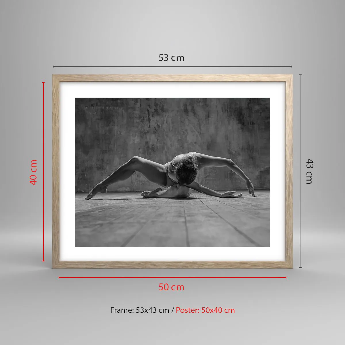 Pôster com moldura de carvalho claro - Simetria encontrada - 50x40 cm