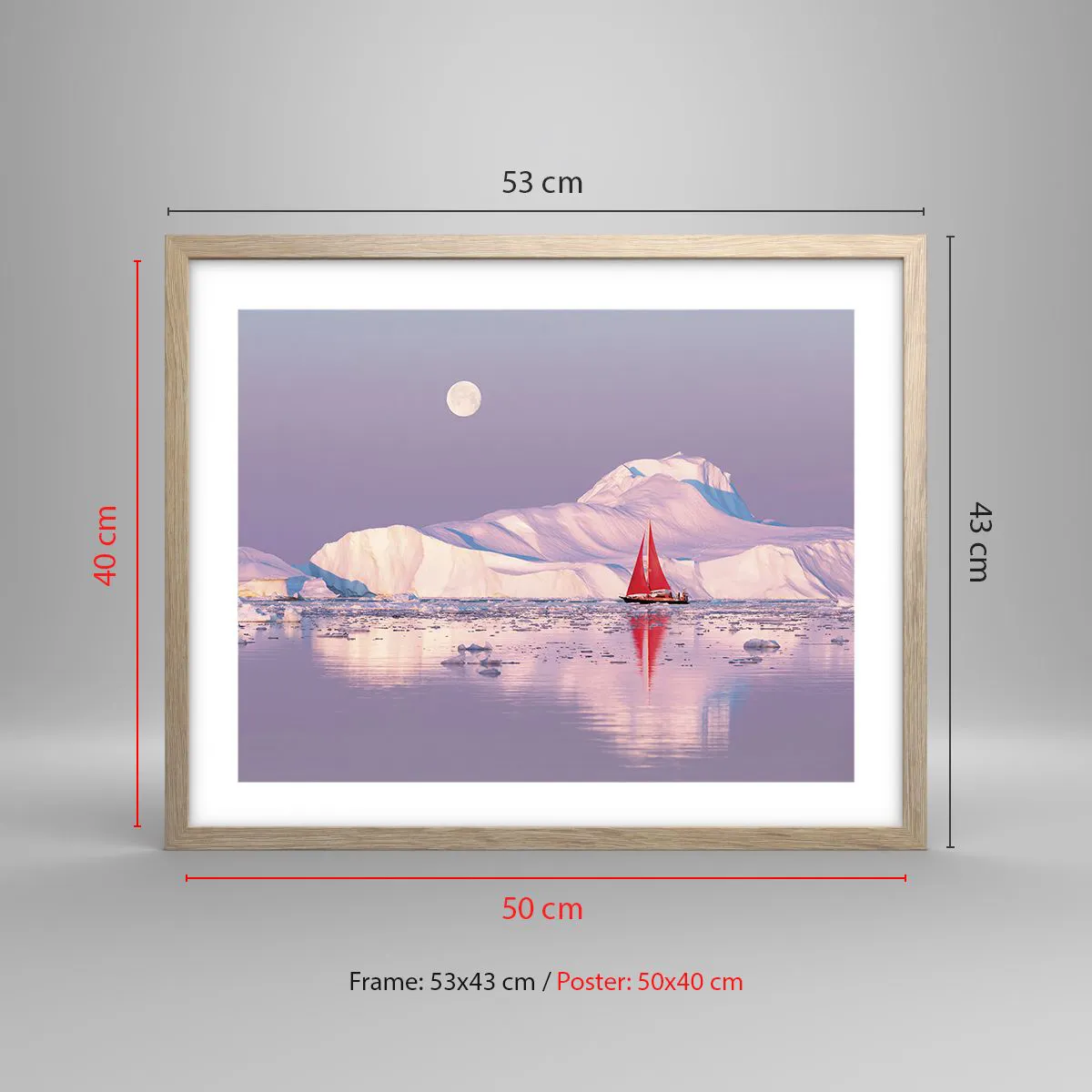 Plakat w ramie jasny dąb - Żar żagla, chłód lodu - 50x40 cm