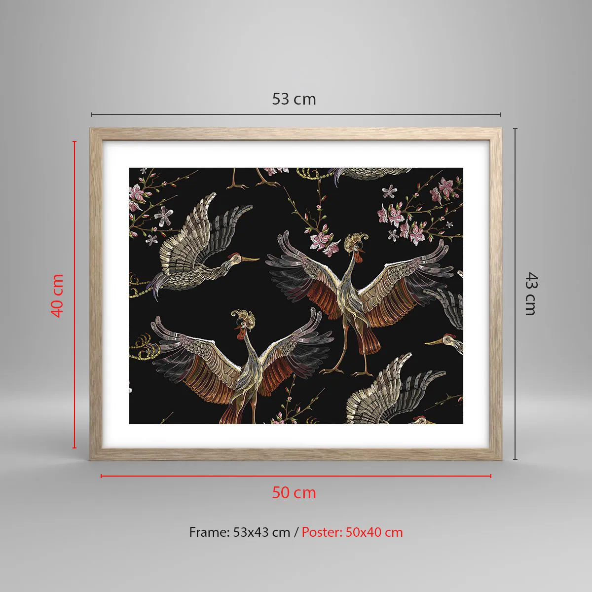 Poster in light oak frame - Fairy Tale Bird - 50x40 cm