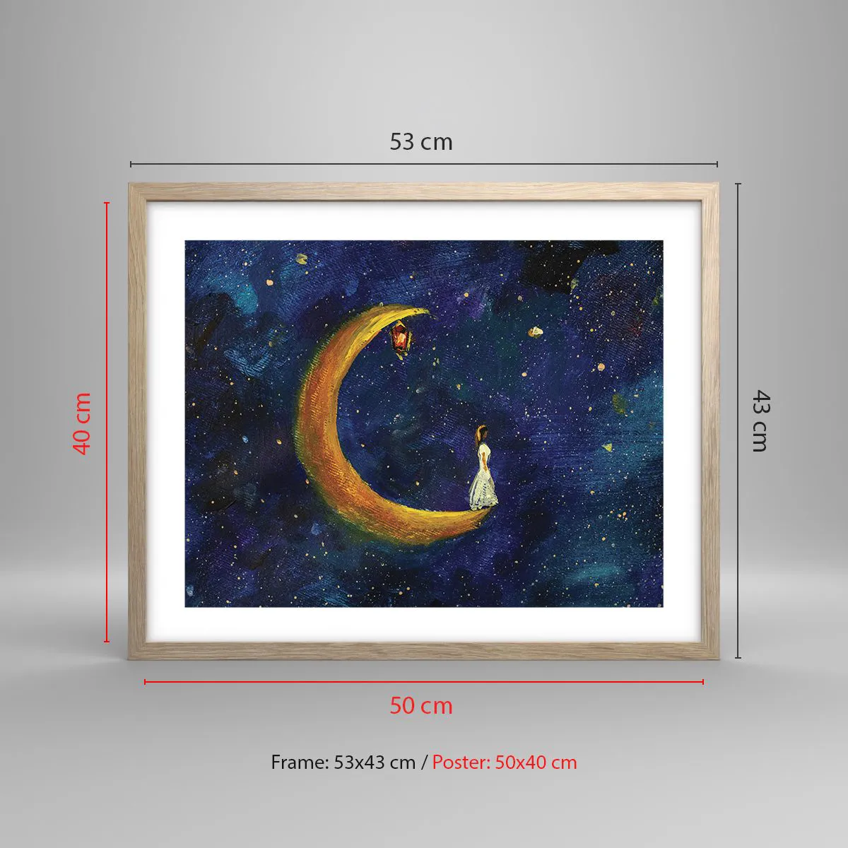 Poster in light oak frame - Calling of the World - 50x40 cm