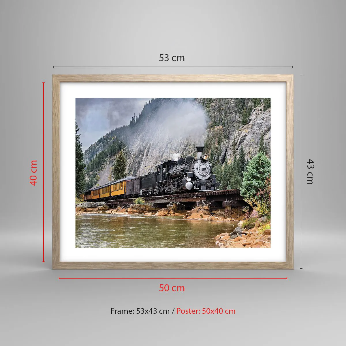 Poszter világos tölgy keretben - Hova? Hova? - 50x40 cm