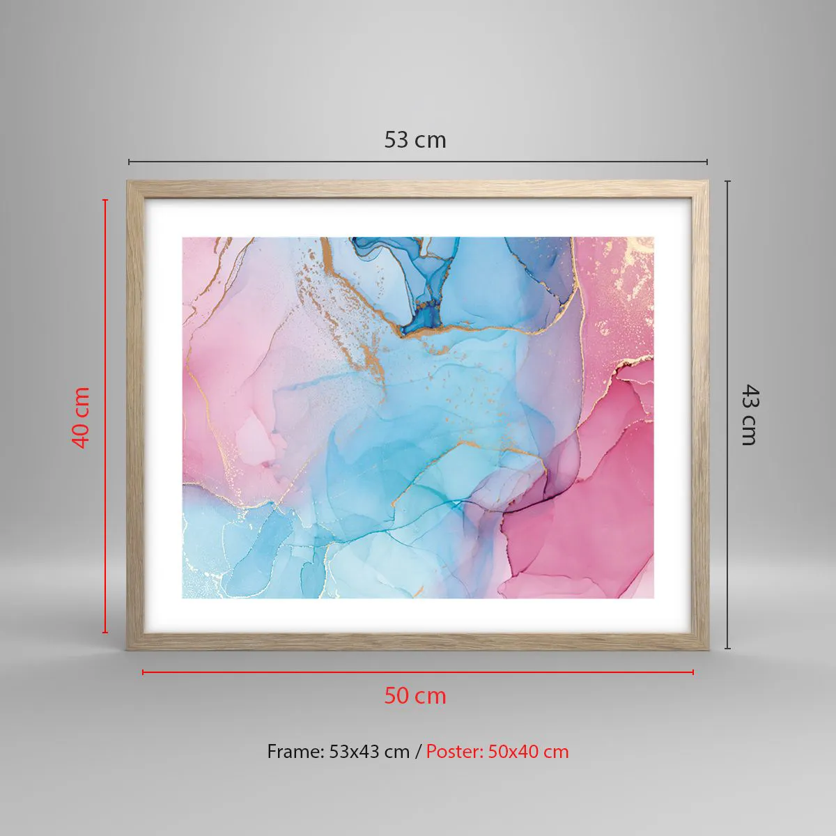 Pôster com moldura de carvalho claro - Encontro e difusão - 50x40 cm