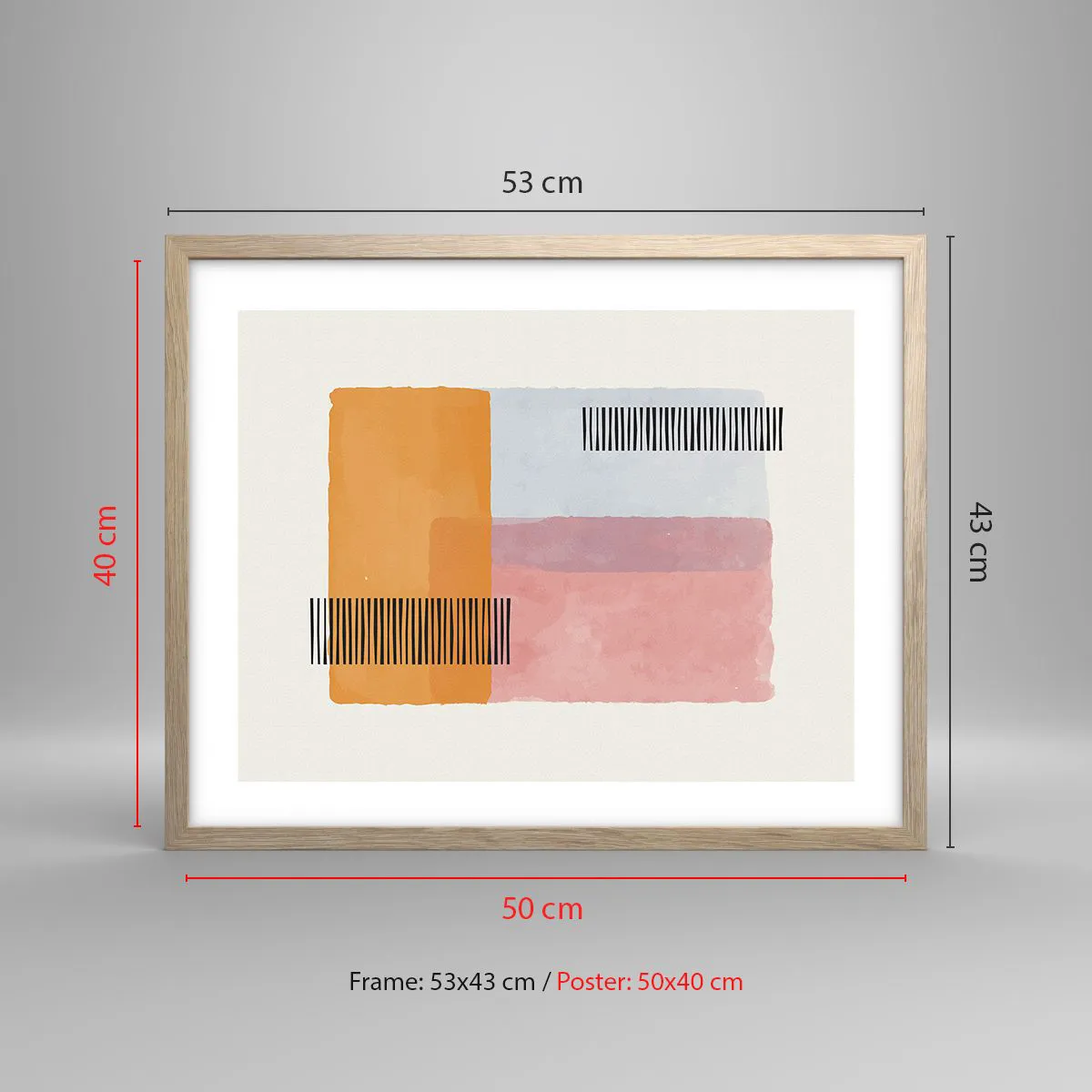 Poster in einem Rahmen aus heller Eiche - Von Ecke zu Ecke - 50x40 cm