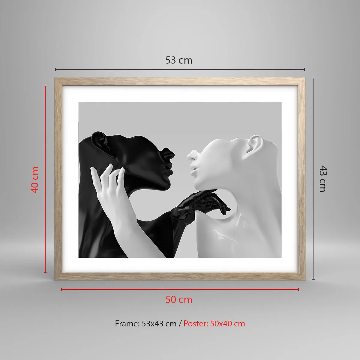 Affiche dans un chêne clair - Poster - Attraction - désir - 50x40 cm