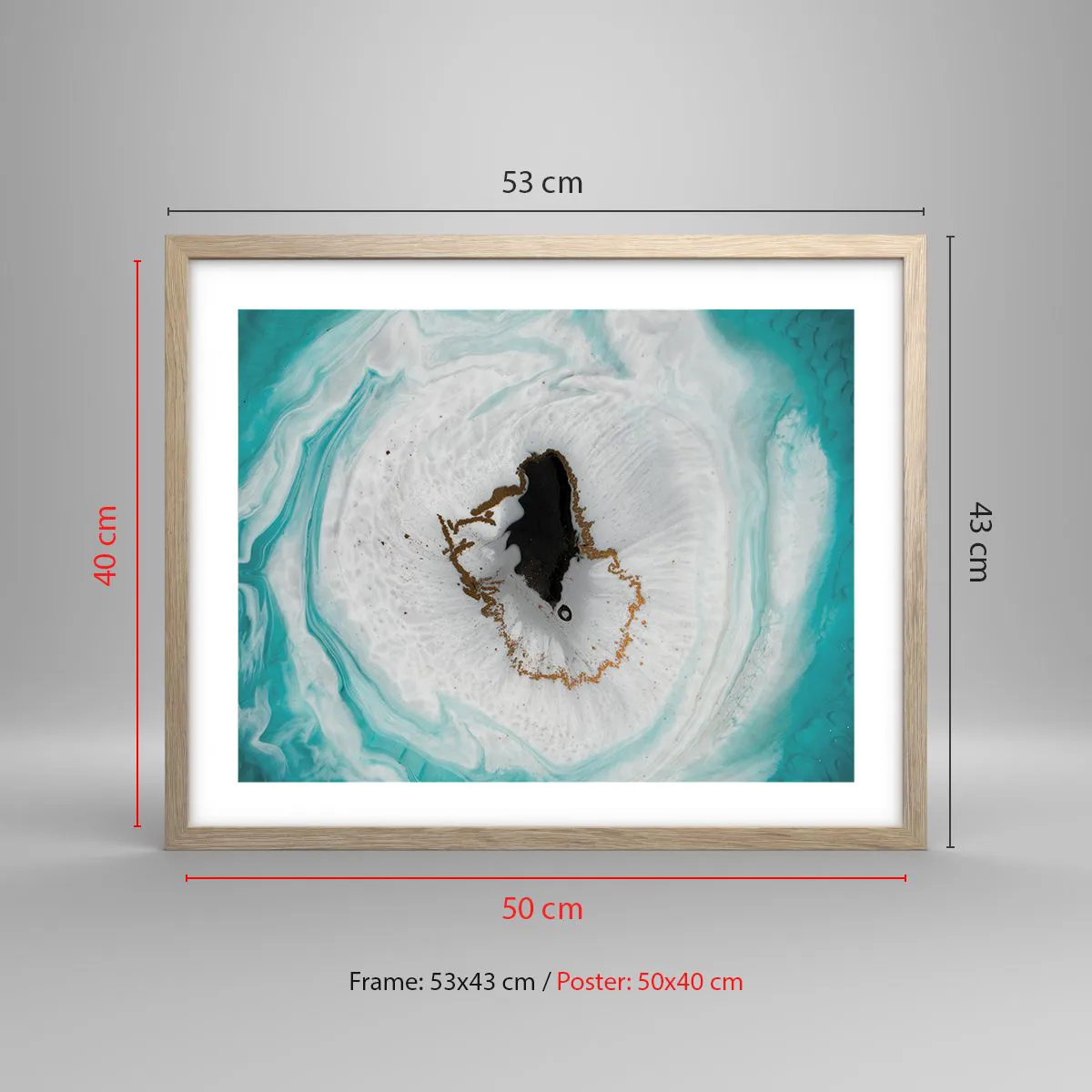 Pôster com moldura de carvalho claro - Penetrar no interior - 50x40 cm