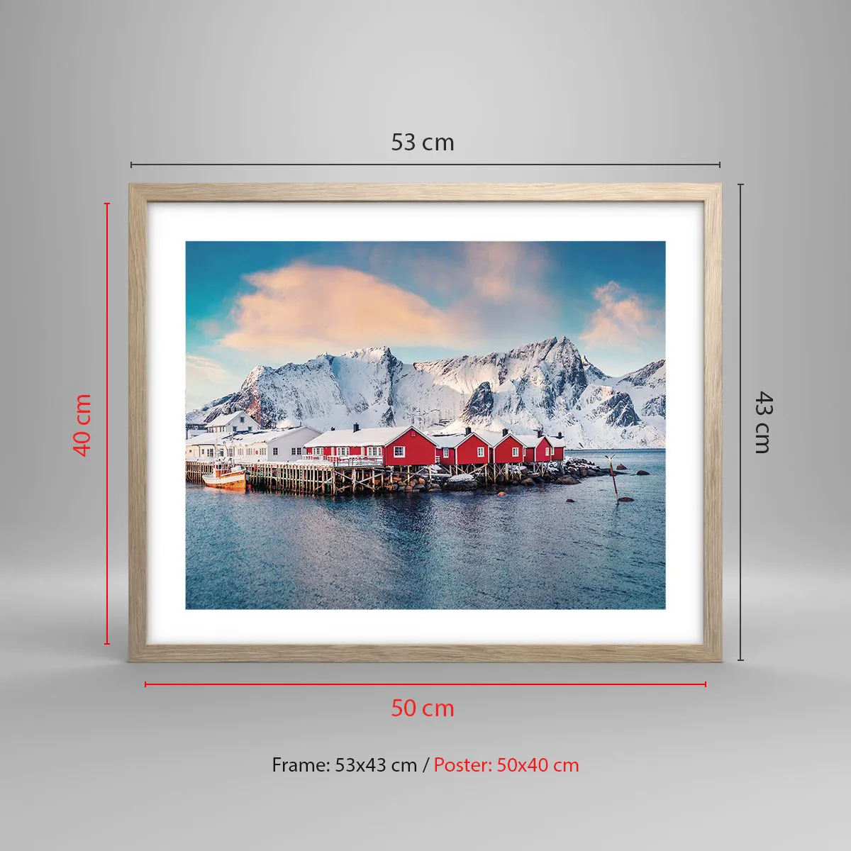 Plakat i ramme af lyst egetræ - Nordlig tilbagetrækning - 50x40 cm