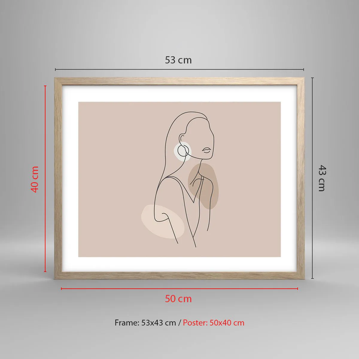 Plakát v rámu světlý dub - Dívčí ikona - 50x40 cm