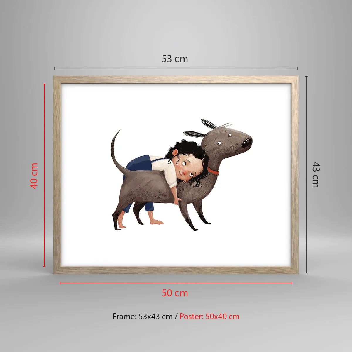 Plakát v rámu světlý dub - Nejlepší přátelé - 50x40 cm