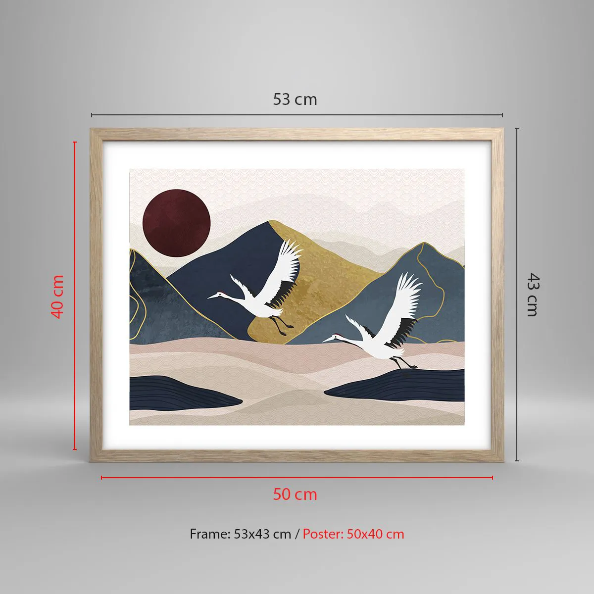 Poster în ramă de stejar deschis - Și ziua a zburat din nou - 50x40 cm