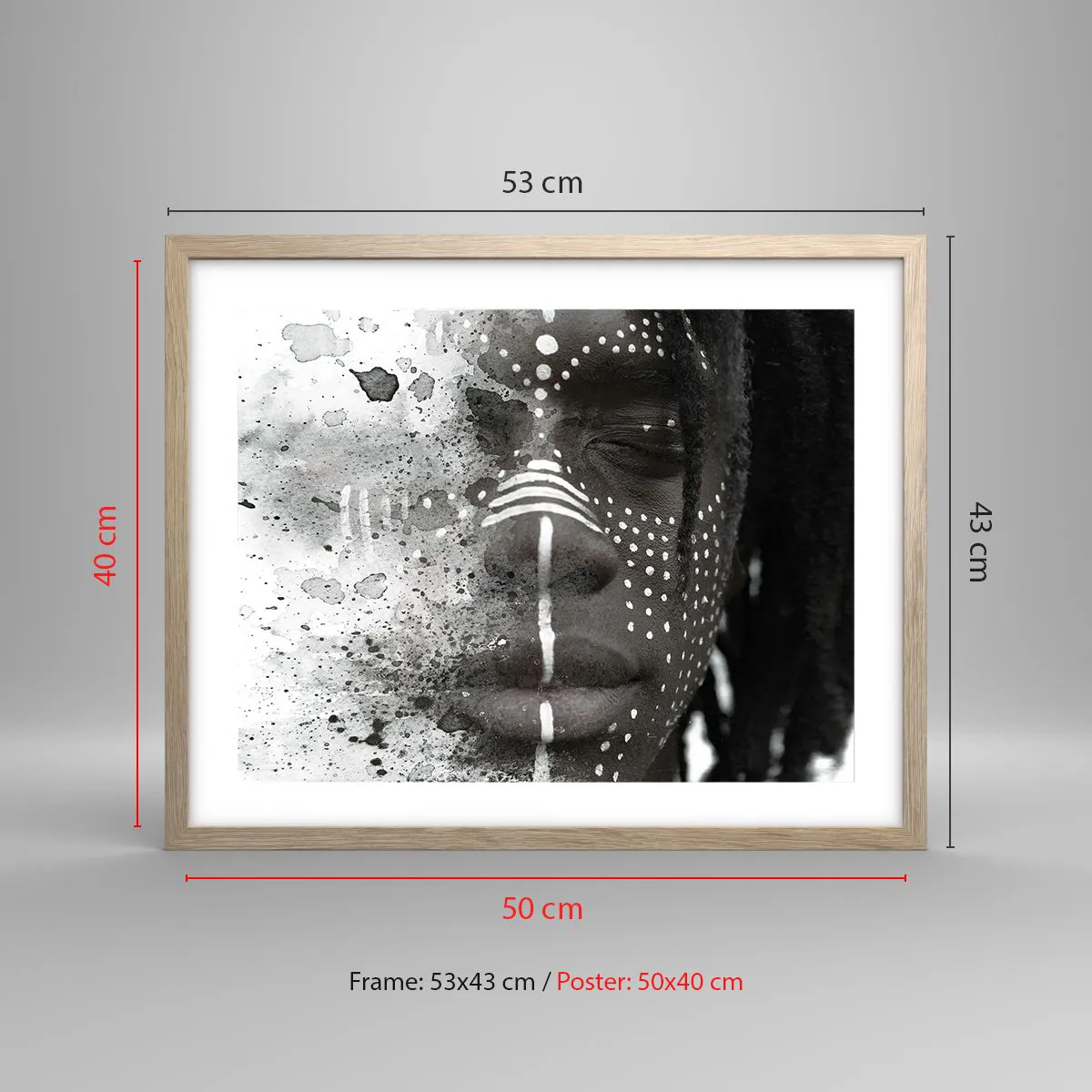 Poster in light oak frame - Dsicover Primordial Spirit - 50x40 cm