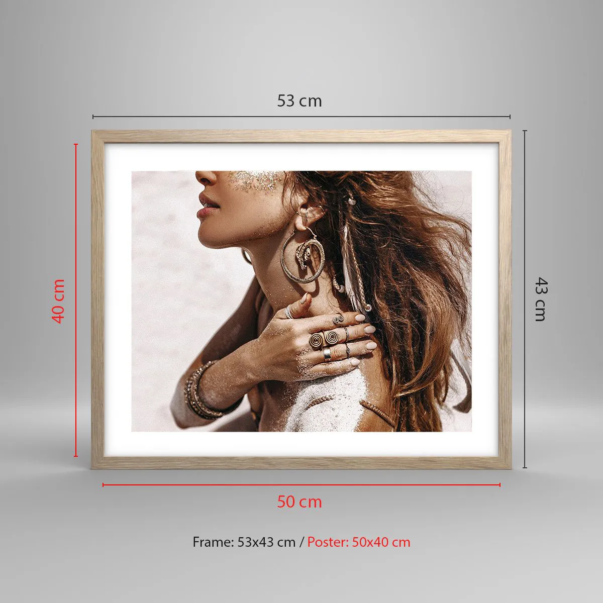 Affisch i ram av ljusek - Vilda strandens drottning - 50x40 cm