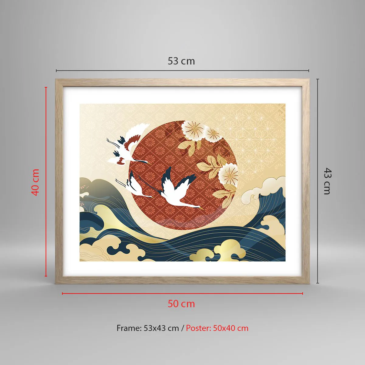 Affisch i ram av ljusek - Japansk saga - 50x40 cm