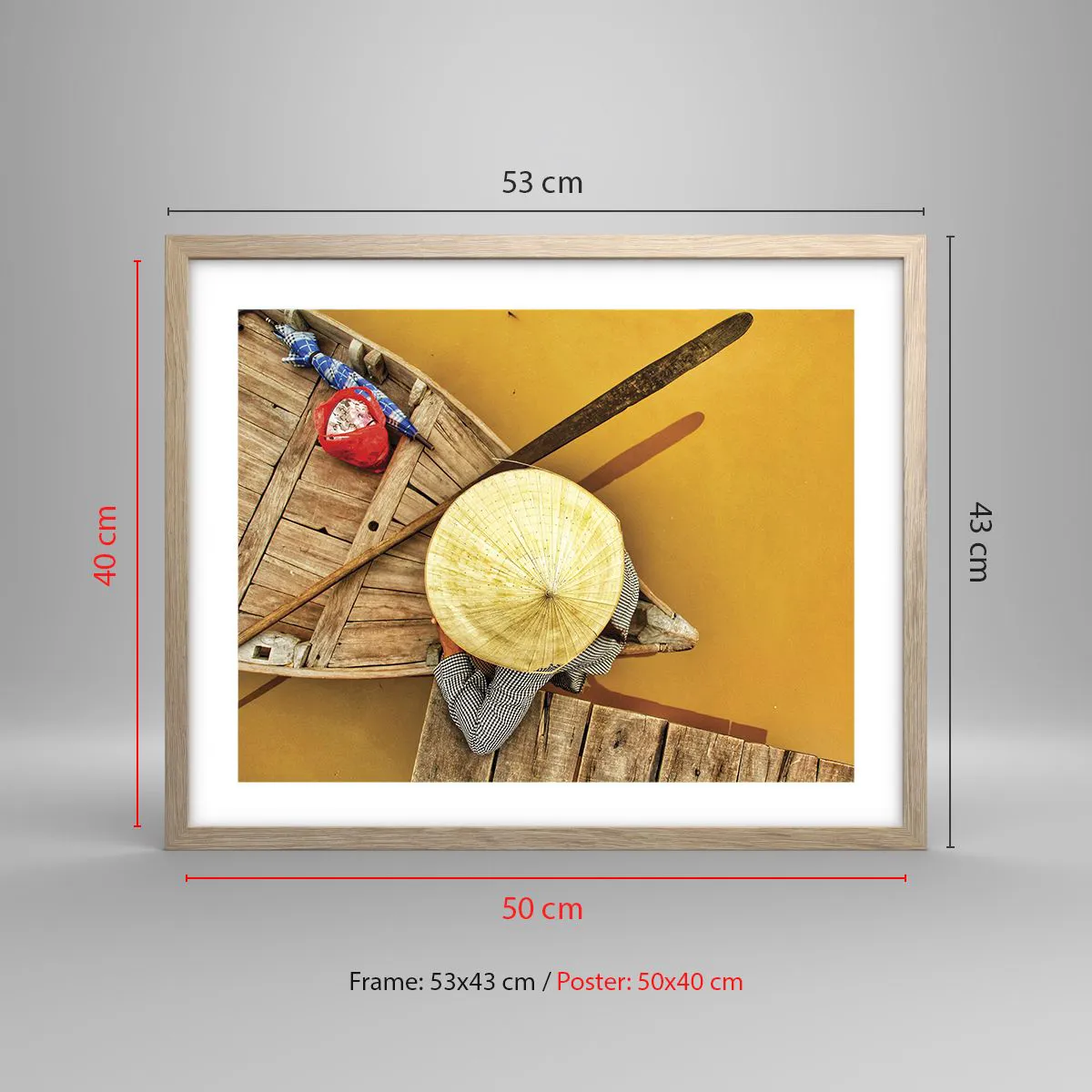 Poszter világos tölgy keretben - Élet a Sárga-folyón - 50x40 cm