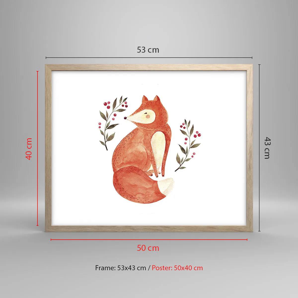 Poster în ramă de stejar deschis - Micuțul roșcat - 50x40 cm