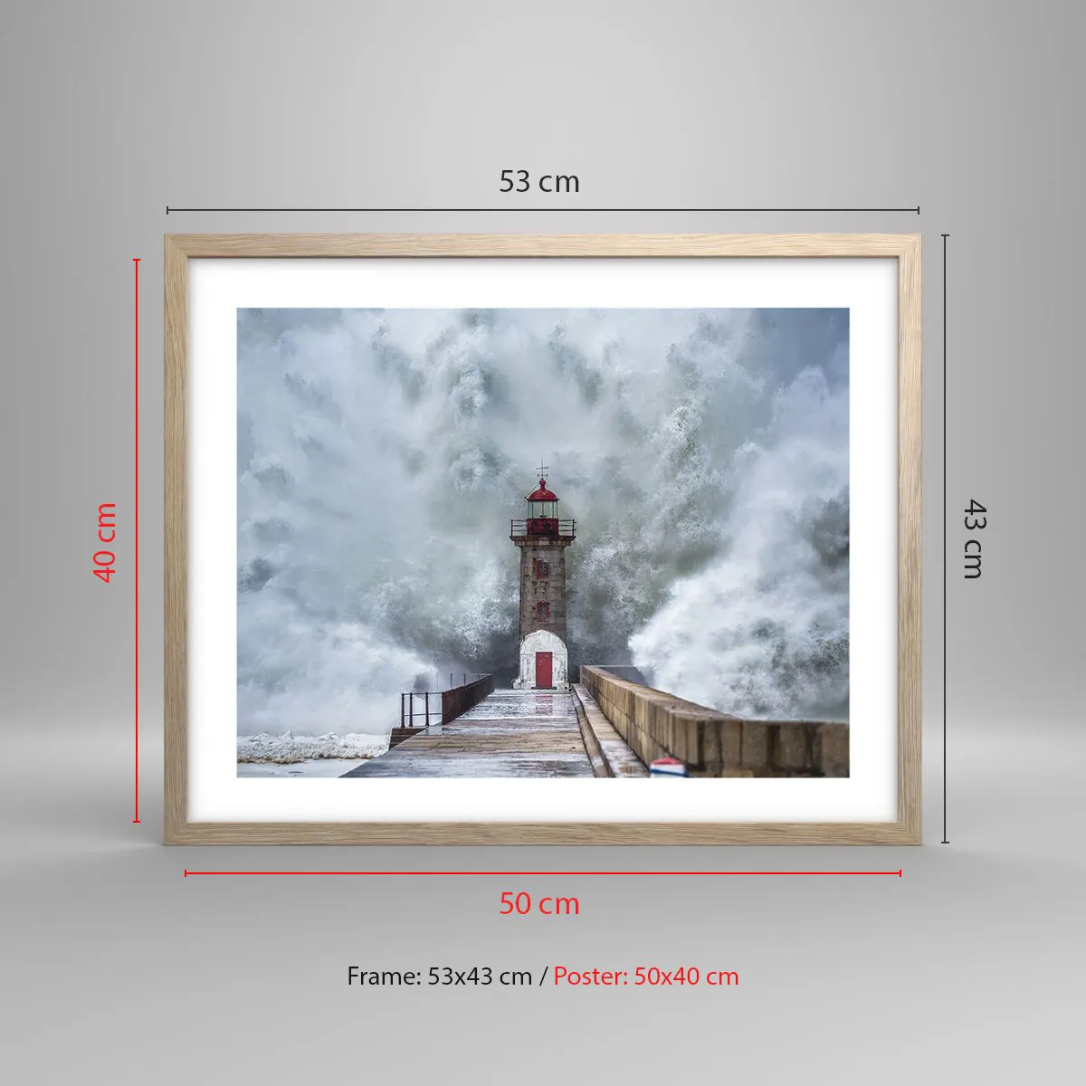 Poszter világos tölgy keretben - A vizek ordítása, a vihar zaja - 50x40 cm