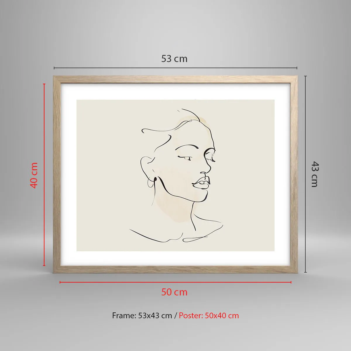 Póster en marco roble claro - Líneas que muestran seguridad - 50x40 cm