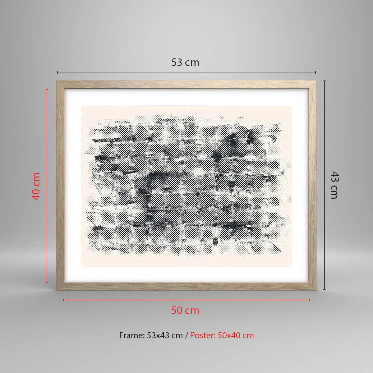 Een poster in een licht eiken lijst - Mistige compositie - 50x40 cm