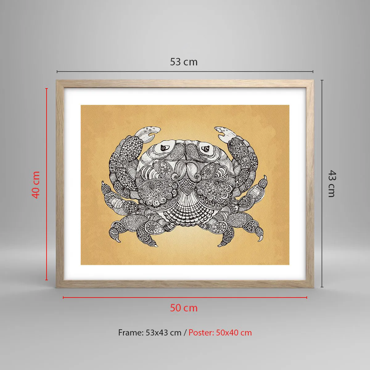 Pôster com moldura de carvalho claro - Contos do Sr. Caranguejo - 50x40 cm