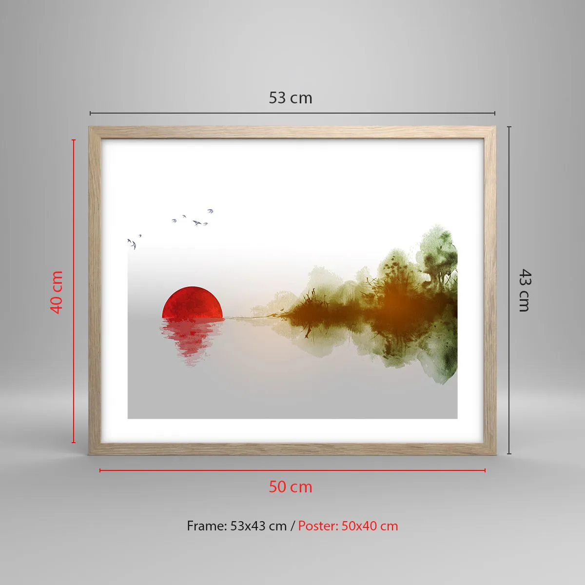 Plakat w ramie jasny dąb - Obietnica spokoju - 50x40 cm