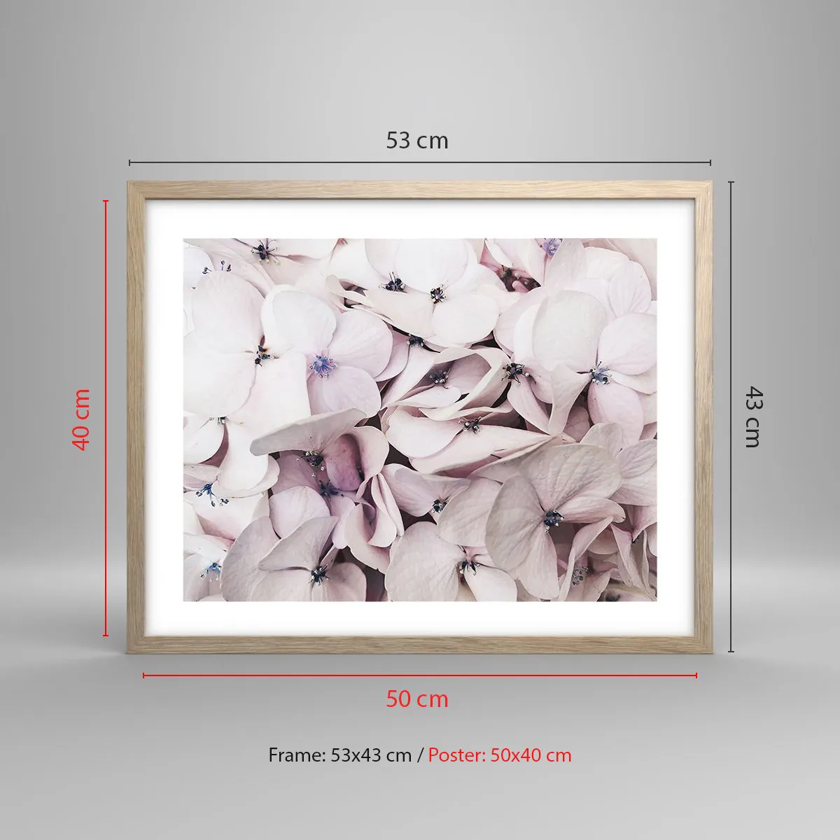 Poster in einem Rahmen aus heller Eiche - In einer Blumenflut - 50x40 cm