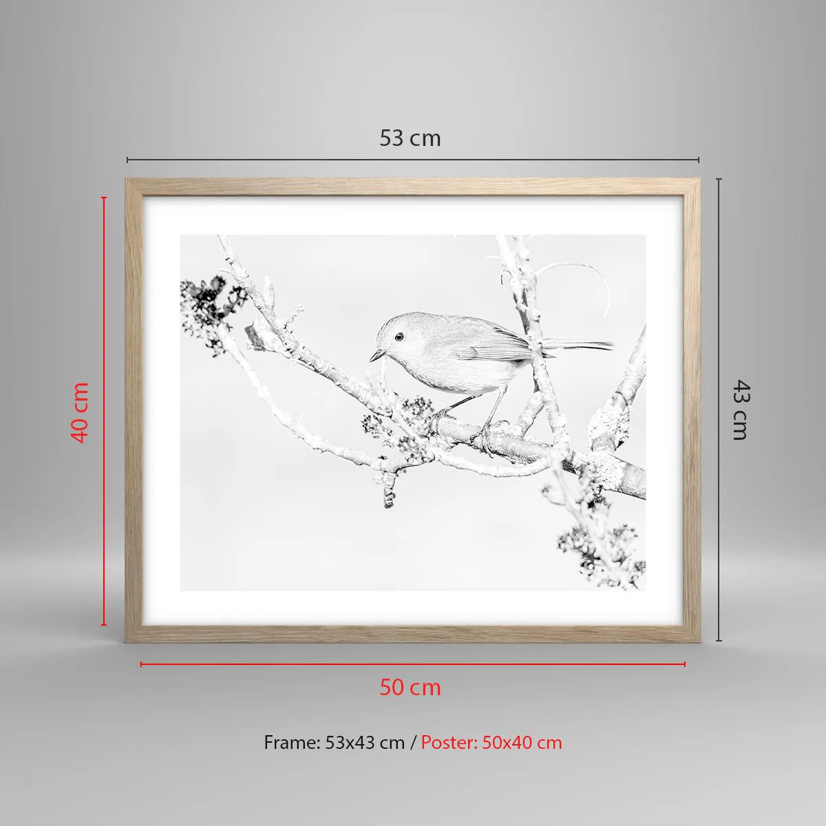 Poster in light oak frame - Winter Morning - 50x40 cm