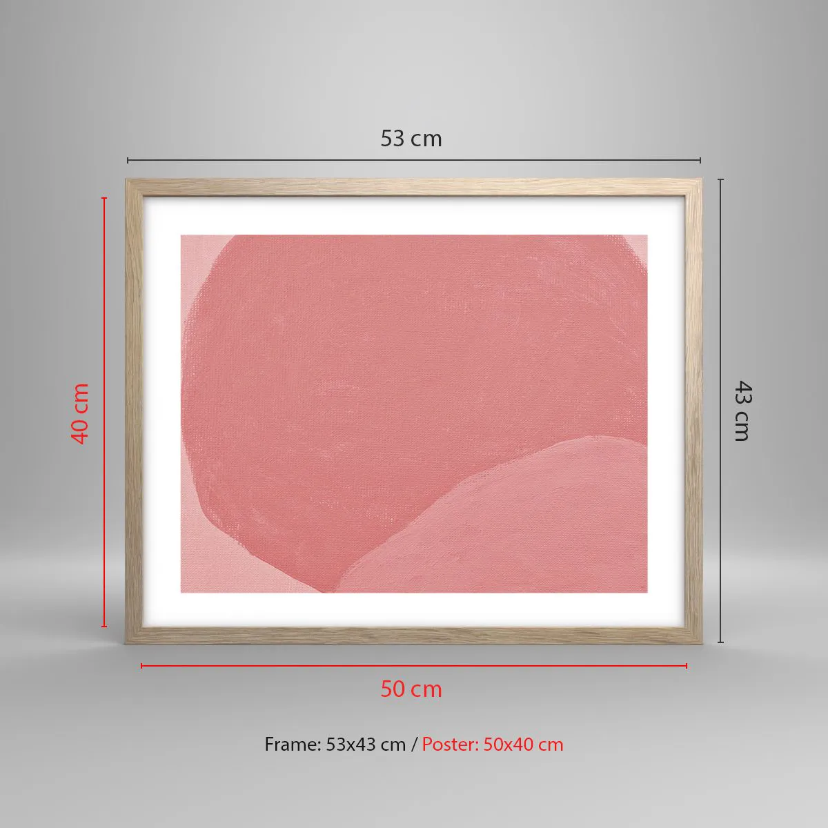 Poster in cornice rovere chiaro - Composizione organica in rosa - 50x40 cm