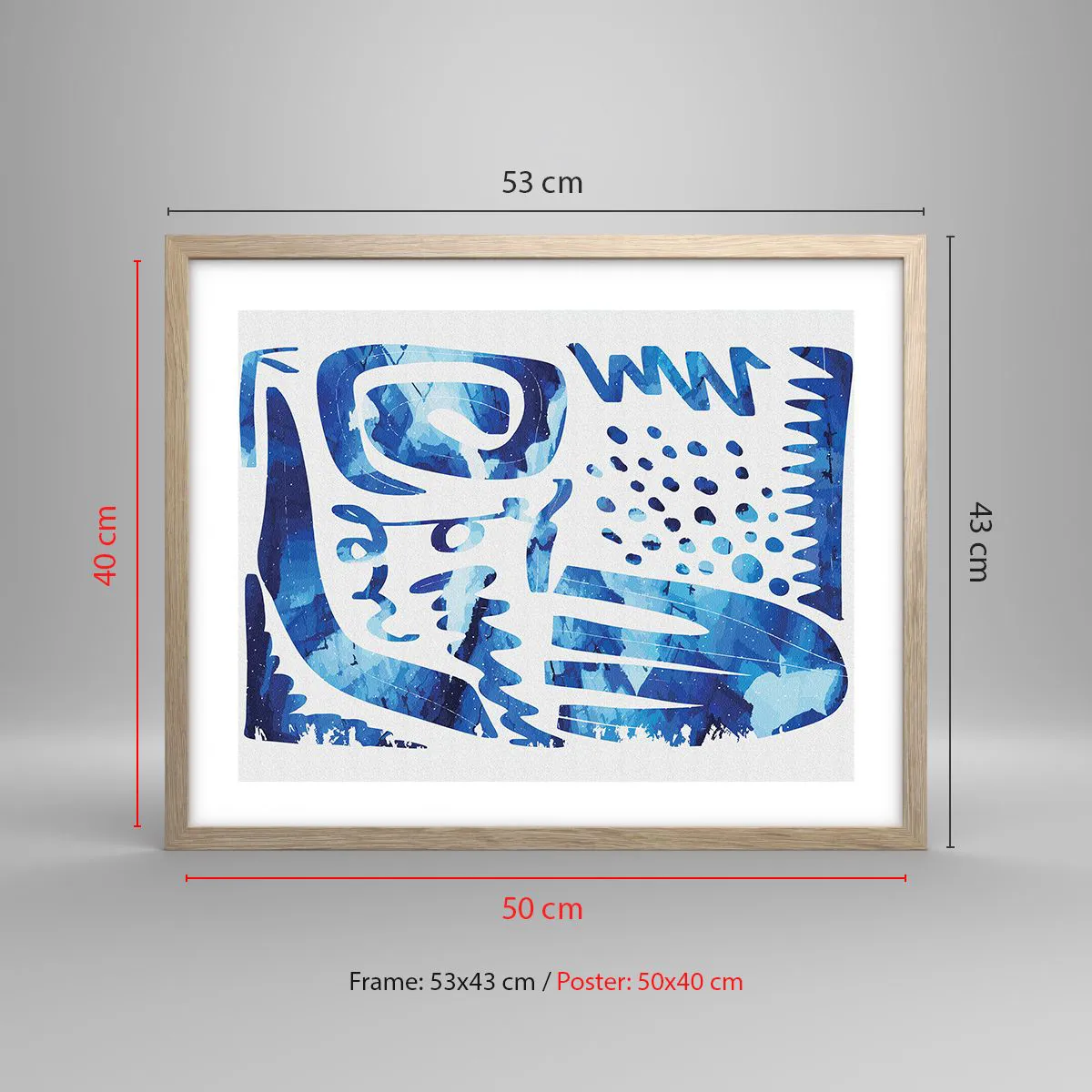 Plakat i ramme af lyst egetræ - Tilbage til rødderne - 50x40 cm