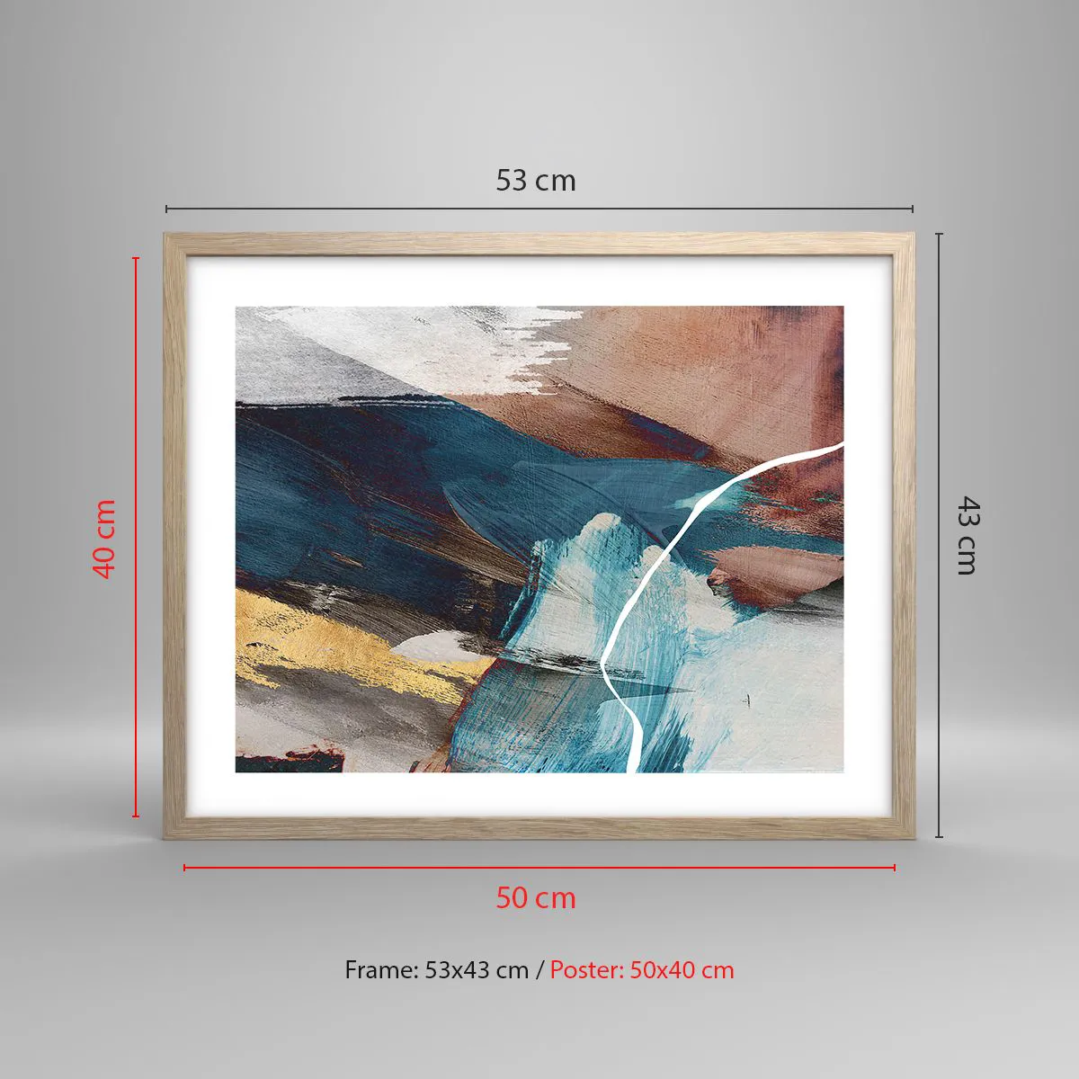 Plakat w ramie jasny dąb - Z rozmachem i energicznie - 50x40 cm