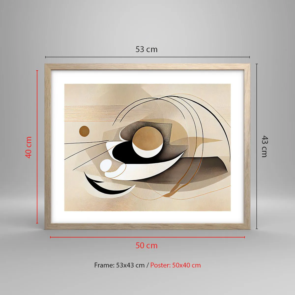 Poster in einem Rahmen aus heller Eiche - Komposition: die Essenz des Wortes - 50x40 cm