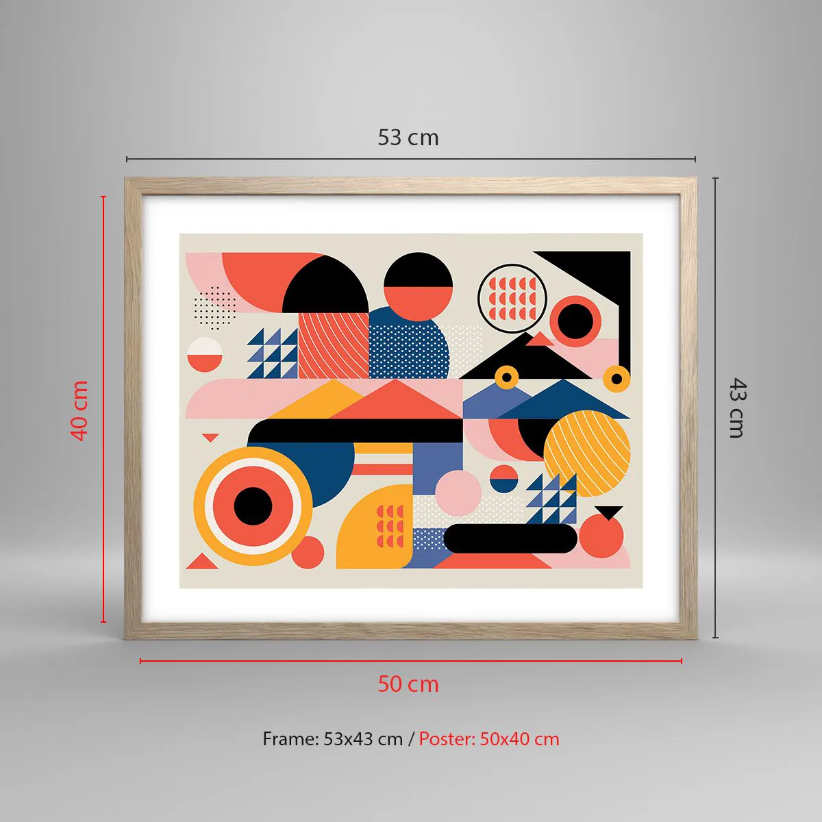 Plakát v rámu světlý dub - Kompozice: pojďme si hrát - 50x40 cm