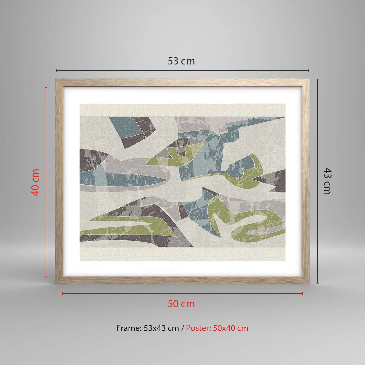 Poster in light oak frame - Composition with Window Pane - 50x40 cm