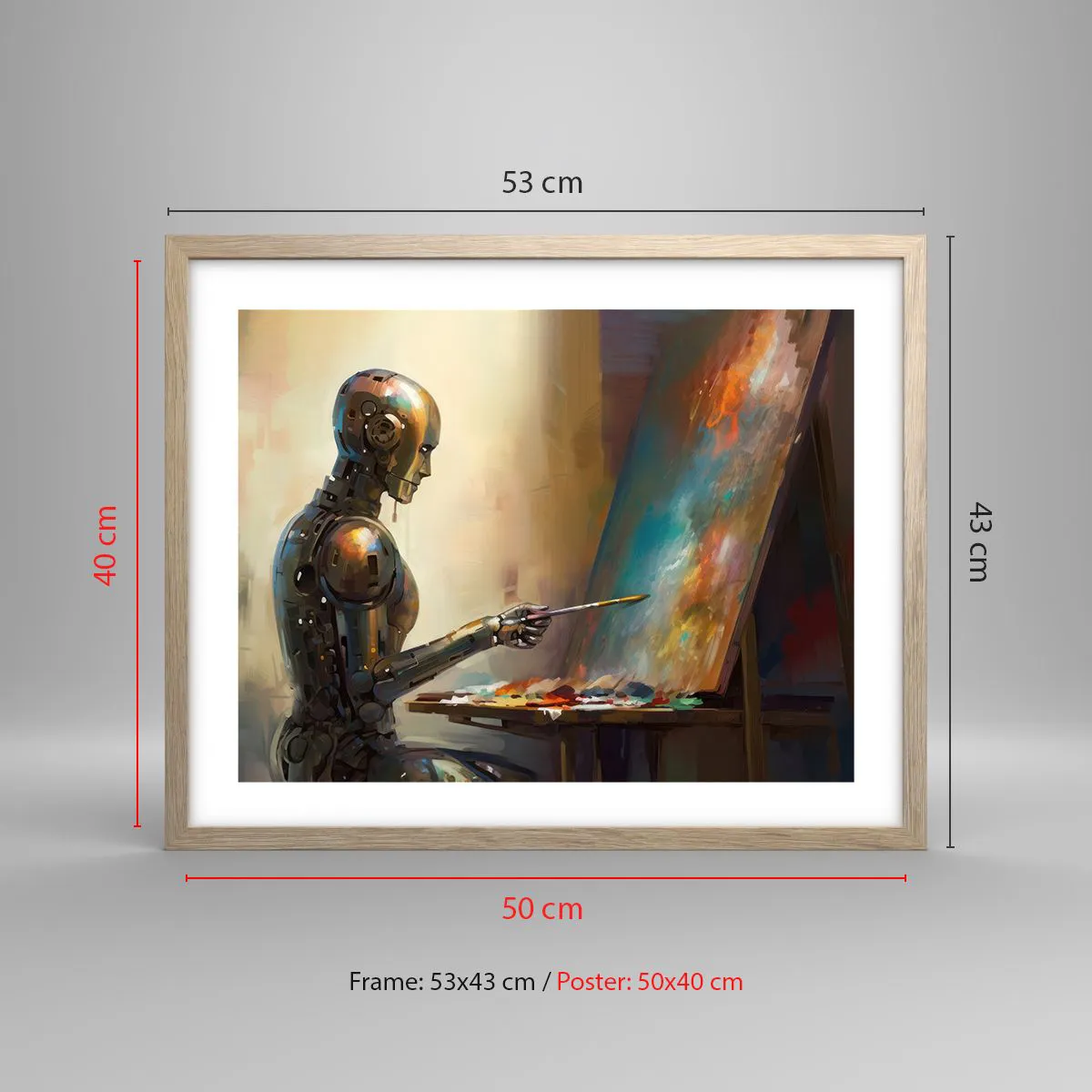 Póster en marco roble claro - Arte del futuro - 50x40 cm