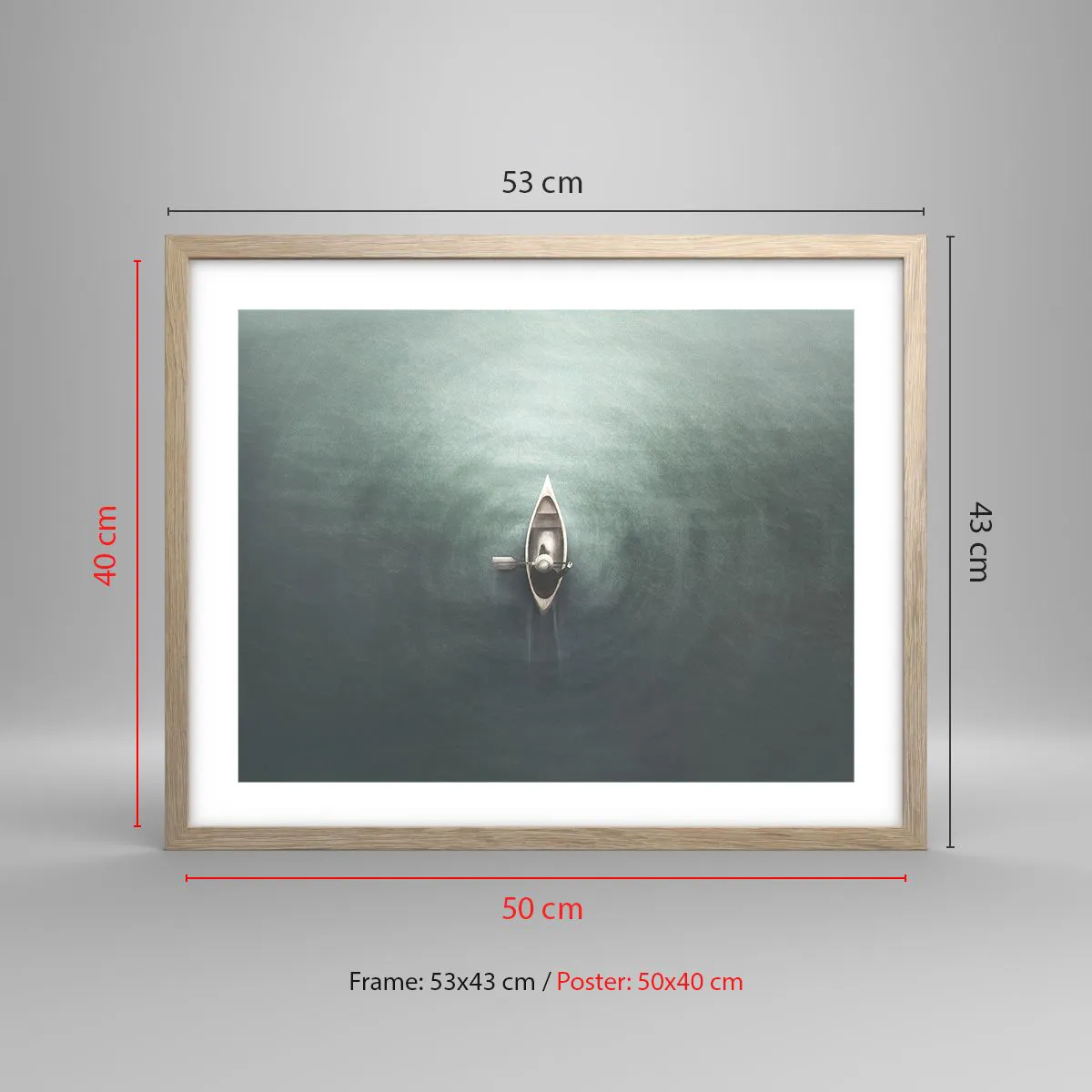 Pôster com moldura de carvalho claro - Através do lago da lua - 50x40 cm