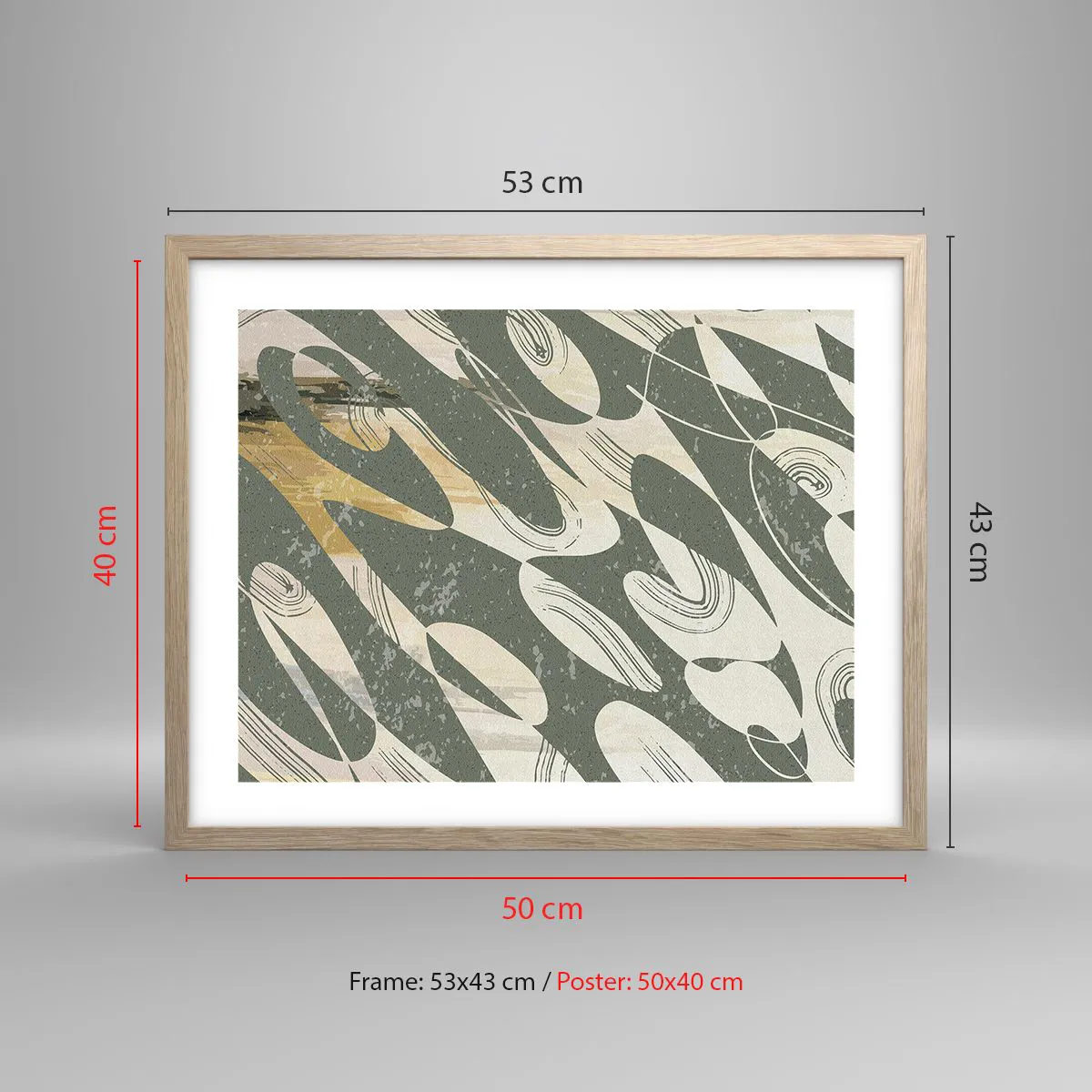 Poszter világos tölgy keretben - Ritmikus absztrakció - 50x40 cm