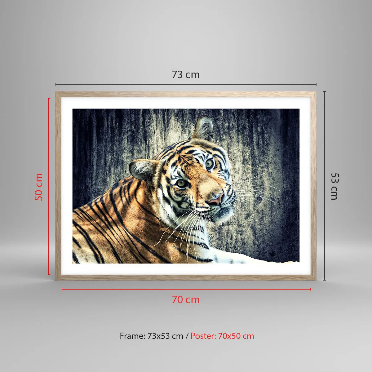 Affiche dans un chêne clair - Poster - Portrait dans les flots de lumière - 70x50 cm