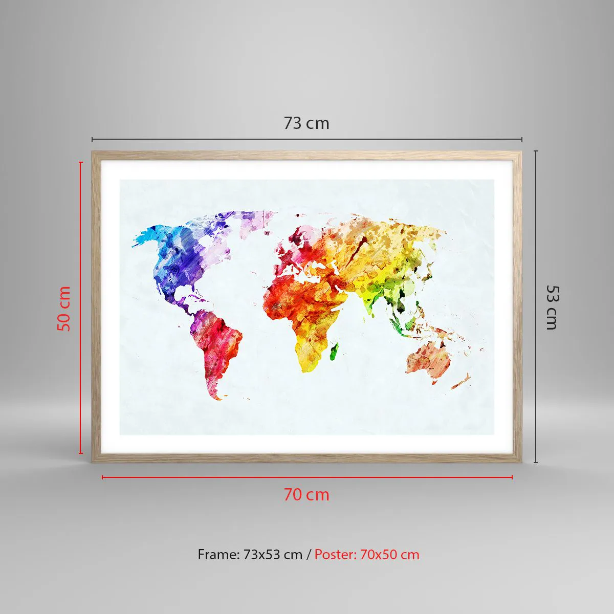 Poster în ramă de stejar deschis - Toate culorile lumii - 70x50 cm