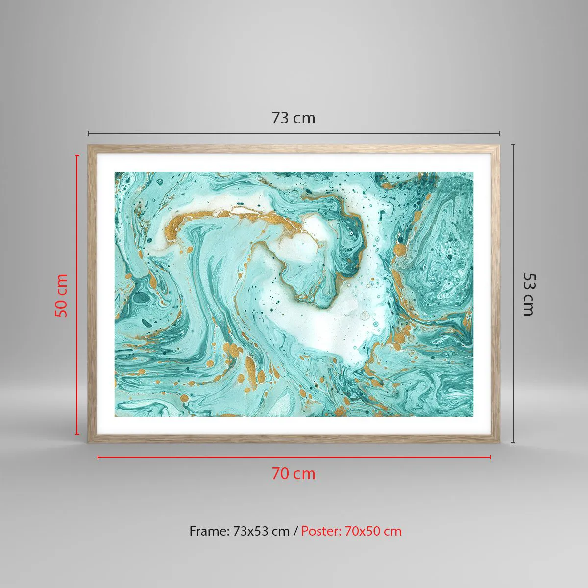 Poster in light oak frame - Under the Great Wave of the Edo Period - 70x50 cm